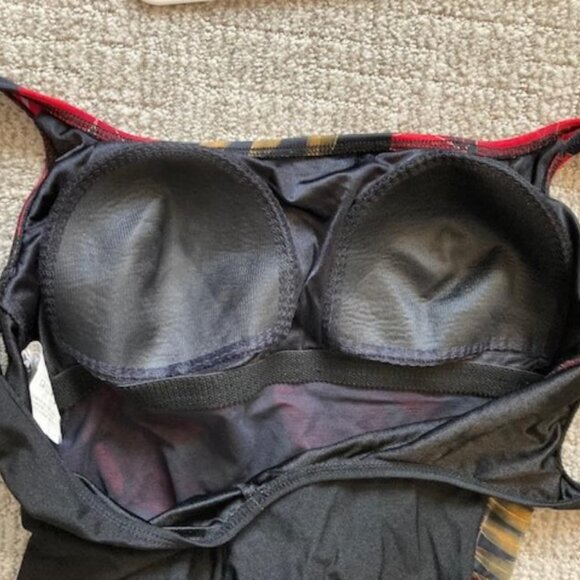 Longitude swimsuit Size 14 Red and Black floral side tie - Picture 3 of 5